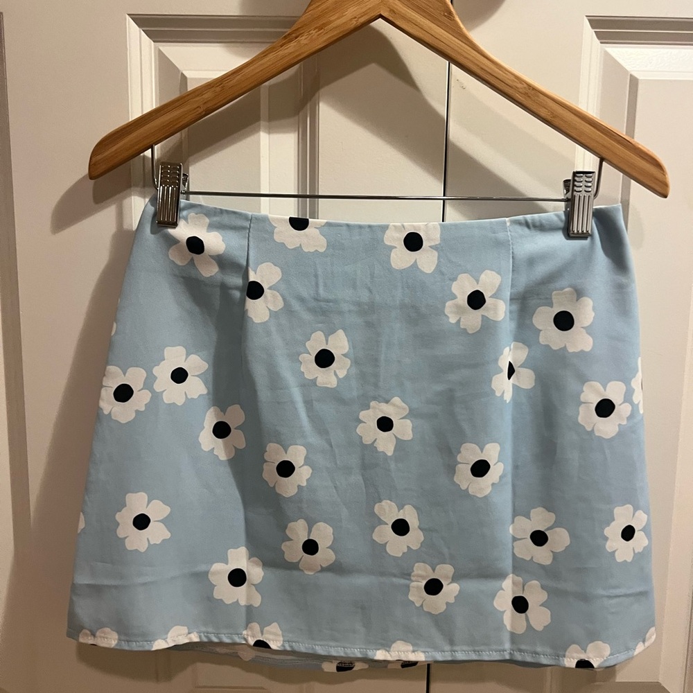 Princess Polly Floral Blue Skirt